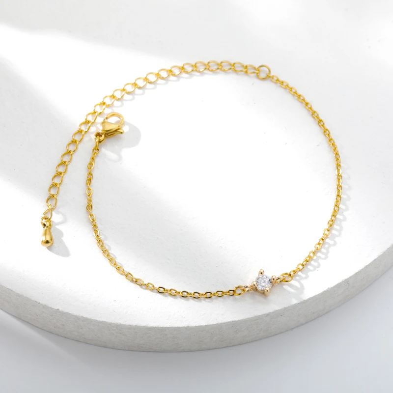 

Single Zircon Circle Bead Bracelets For Women Boho Stainless Steel Gold Bracelet Jewelry Couple Friends Accessories Gift
