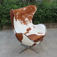 modern minimalist designer style egg shaped swivel living room lounge chair nordic leather pony skin sofa chair