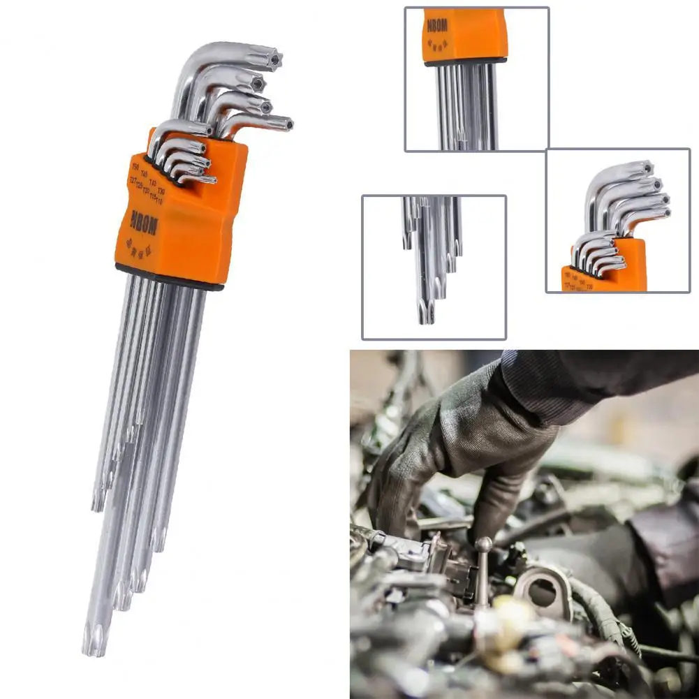 

9Pcs/Set L-Type Torx Key Set High Hardness Star Keys Wrench Long Arm Anti-rust Star Key Wrench Auto Repair Tool Torx Screwdriver