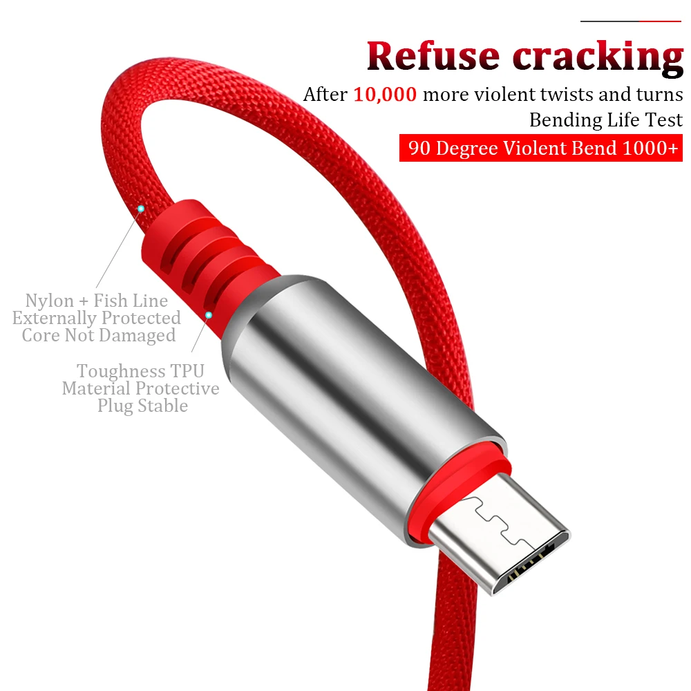 Micro USB кабель 2.1A 90 градусов под прямым углом локоть Быстрая зарядка шнур