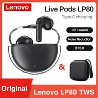 original lenovo lp80 bt 5 0 wireless earphones sport waterproof headsets low latency gaming headset music touch control earbuds