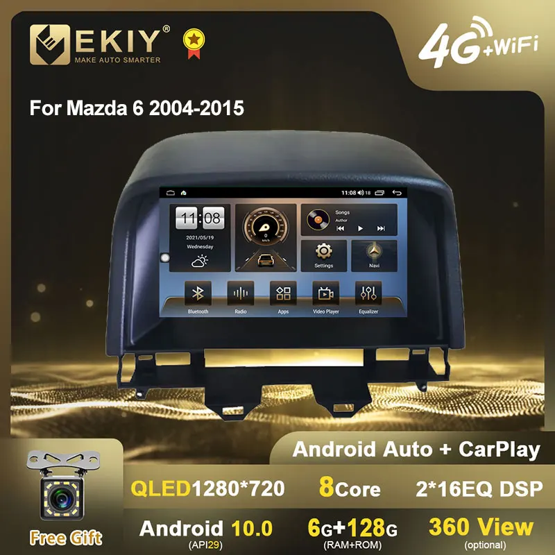 

EKIY QLED 1280*720 Android 10 автомобильное радио 6G + 128G для Mazda 6 2004-2015 мультимедийный видеоплеер GPS-навигация стерео 2 Din HU