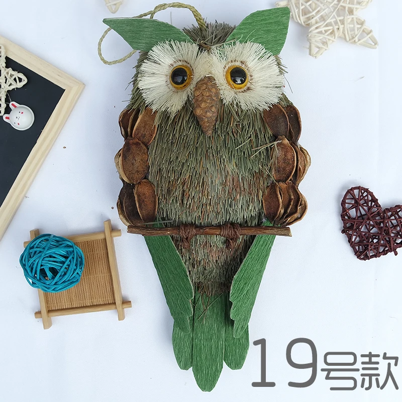 Соломенная сова украшение для сада леса подвеска соломенная Имитация животных