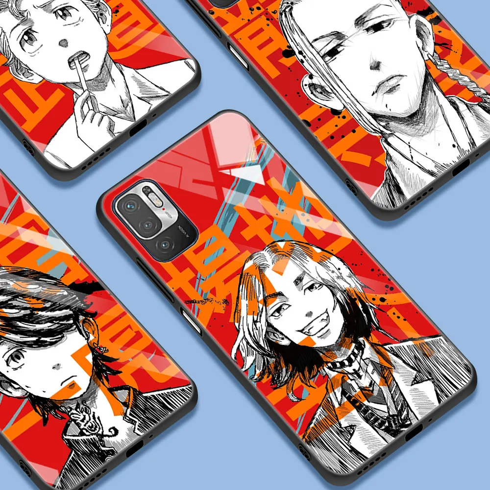 

Hot Anime Tokyo Revengers Tempered Glass Moblie Phone Case for Xiaomi Redmi Note 9S 8 Pro 9 10 7 8 8T 9T K20 K40 Pro Shell Funda