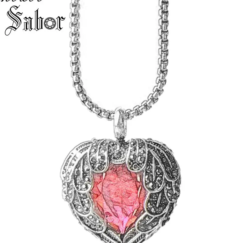 Ожерелье с подвеской из цепочки красным кристаллом в форме сердца подарок для