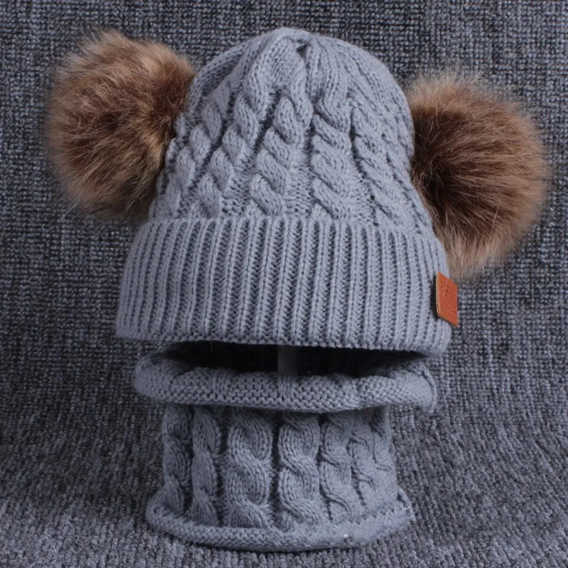 Детская шапка с помпоном зимний шарф детская вязаная Милая для девочек и