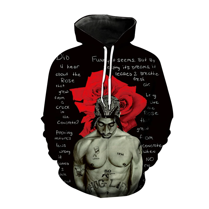 

2PAC 3D Print Hoodies Hip Hop Rapper Streetwear Hip Hop Fashion Tees