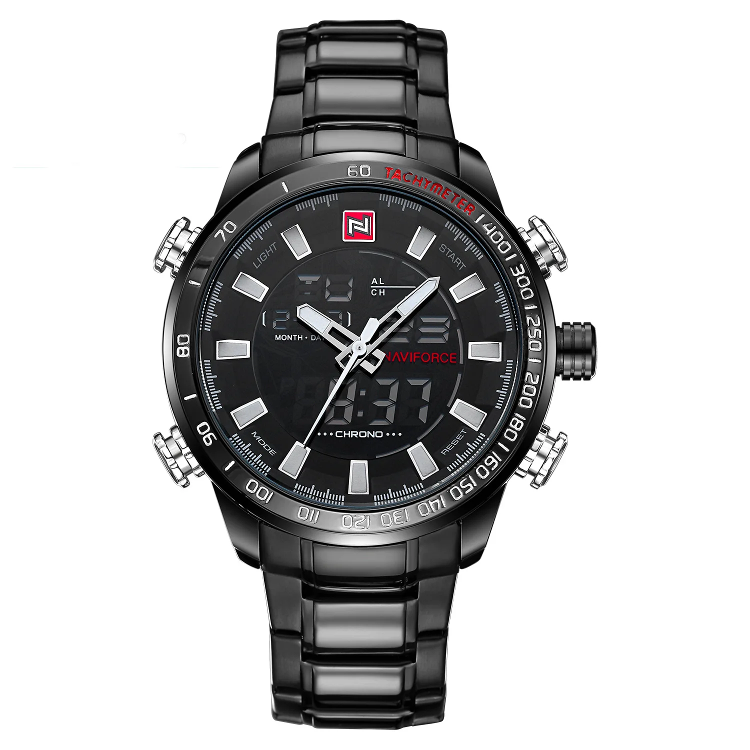 

NAVIFORCE9093 Shi Ying Men's Watch Multifunctional Luminous Electronic Watch Water Steel Strip Watch