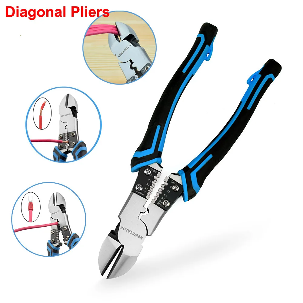NEWACALOX 8'' Multitool Pliers Set Stripper/Crimper/Cutter Heavy Duty Wire Diagonal Jewelry Making Hand Tools | Инструменты