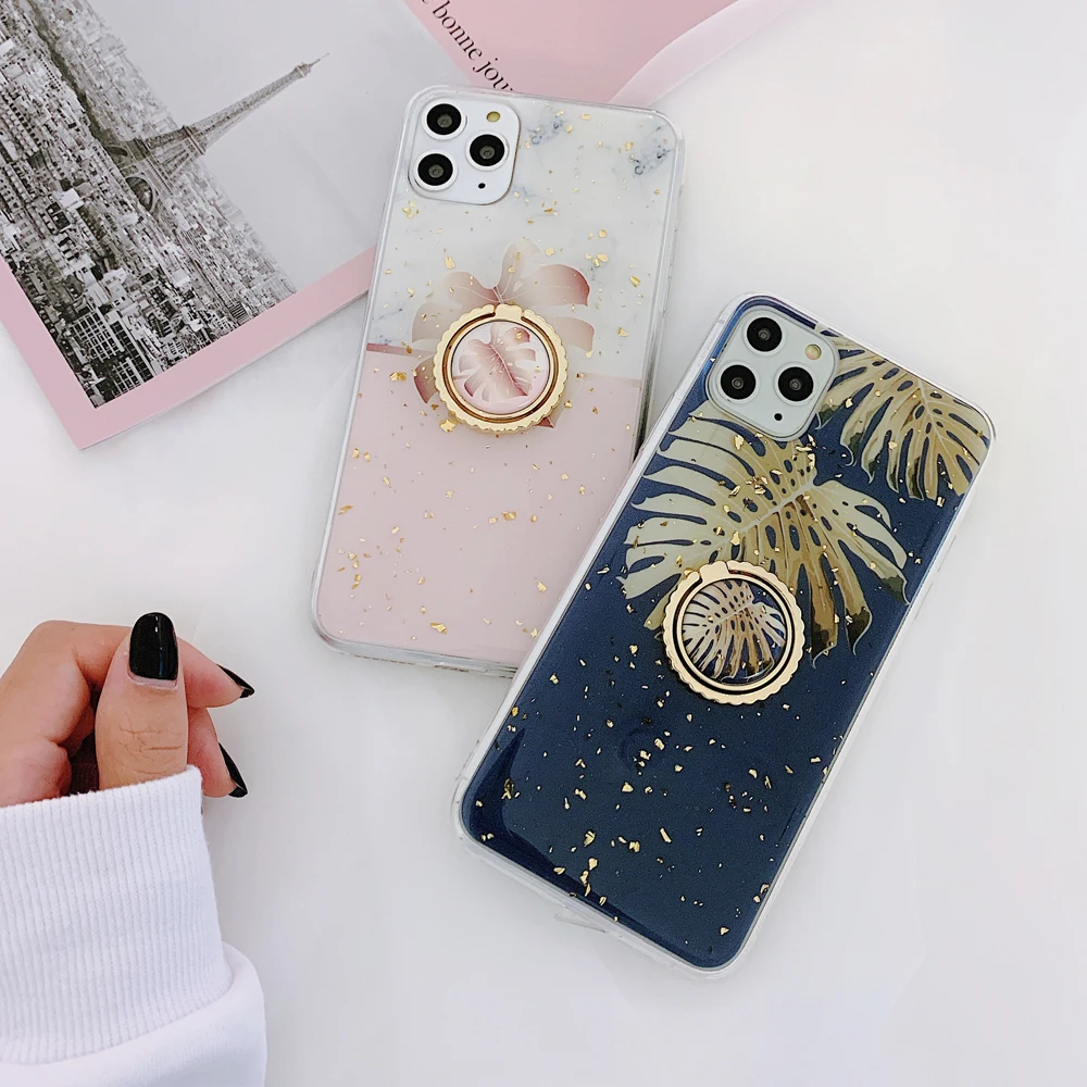 Чехол для телефона в стиле ретро с подставкой виде банановых листьев iPhone 11 Pro Max XR X