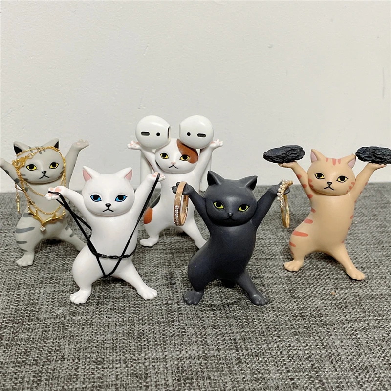 

Cat Pen Holder Jewelry Bracelet Earring Ring Necklace Display Stand Holder Doll Toy Coffin-Bracket Decoration Handmade 5/10pcs