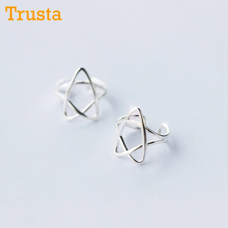 Trusta 925 пробы серебряные полые манжета для уха со звездой Клипсы Серьги для женщин девушек без серьги в стиле пирсинга ювелирные изделия DS489