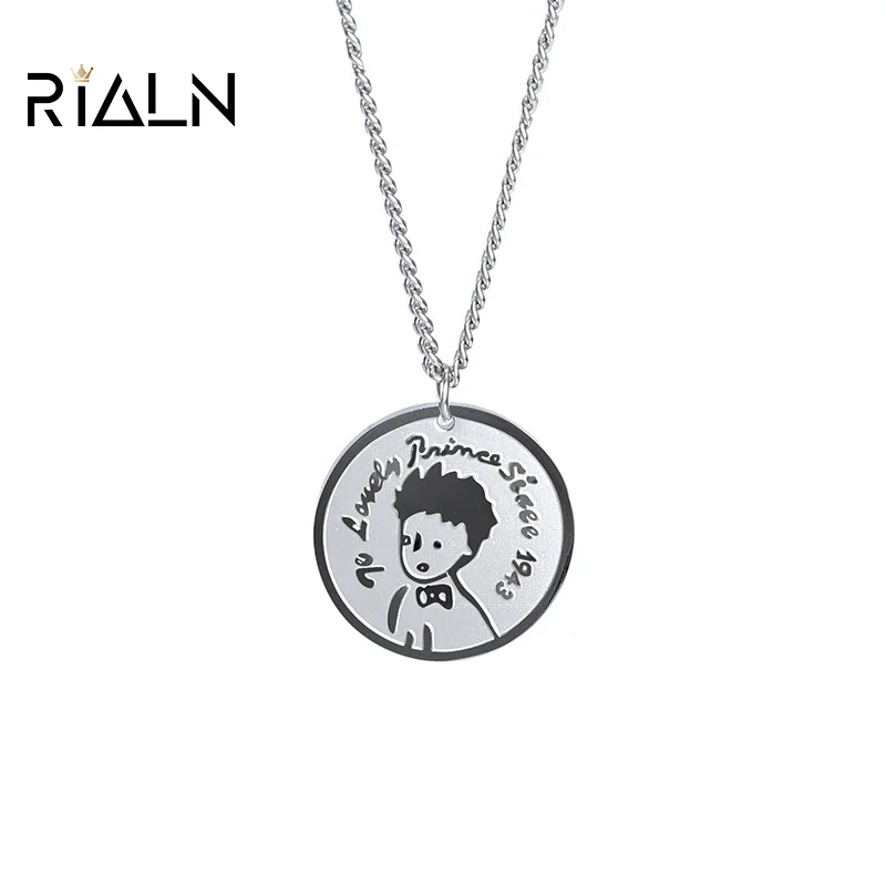 

Rialn-The new wild design little prince pendant round pendant men and women super cool breezy hip hop O chain