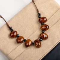 cobblestone shape ceramic bohemia bead necklace pendant vintage necklaces classic style jewelry gy515