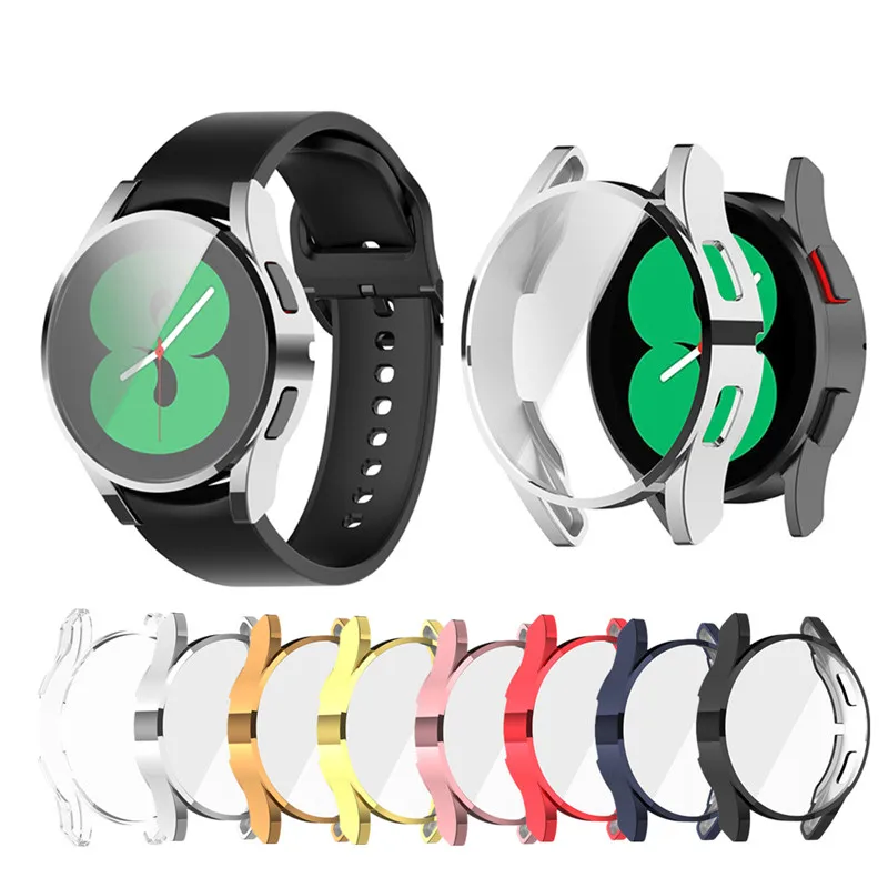 

Plating Protection Case For Samsung Galaxy Watch4 Screen Protector Watch 4 44mm 40mm Electroplating Band Sleeve TPU Bumper Cover