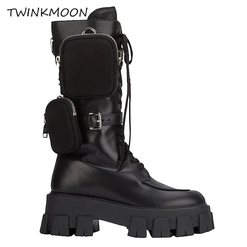 Ботинки в байкерском стиле из натуральной кожи женские ботильоны панк с