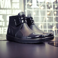 men rainboots black waterproof rain boots ankle water shoes pvc male fashion flat non slip comfortable