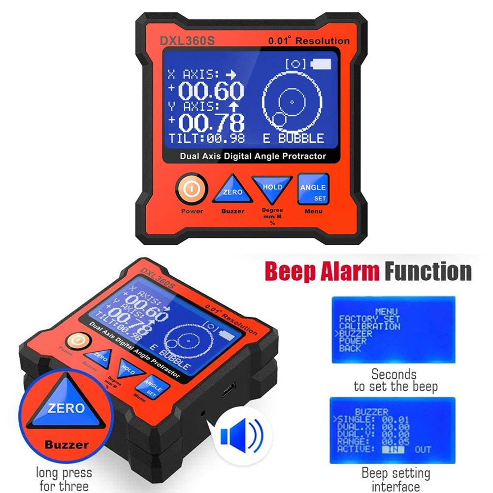 

Digital Protractor Inclinometer Angle Finder Bevel Gauge Dual Axis Level Box Inclinometer Protractor for Carpentry Building
