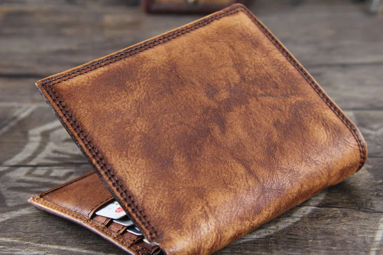 Модный винтажный бумажник из натуральной кожи Мужская короткая сумка для денег