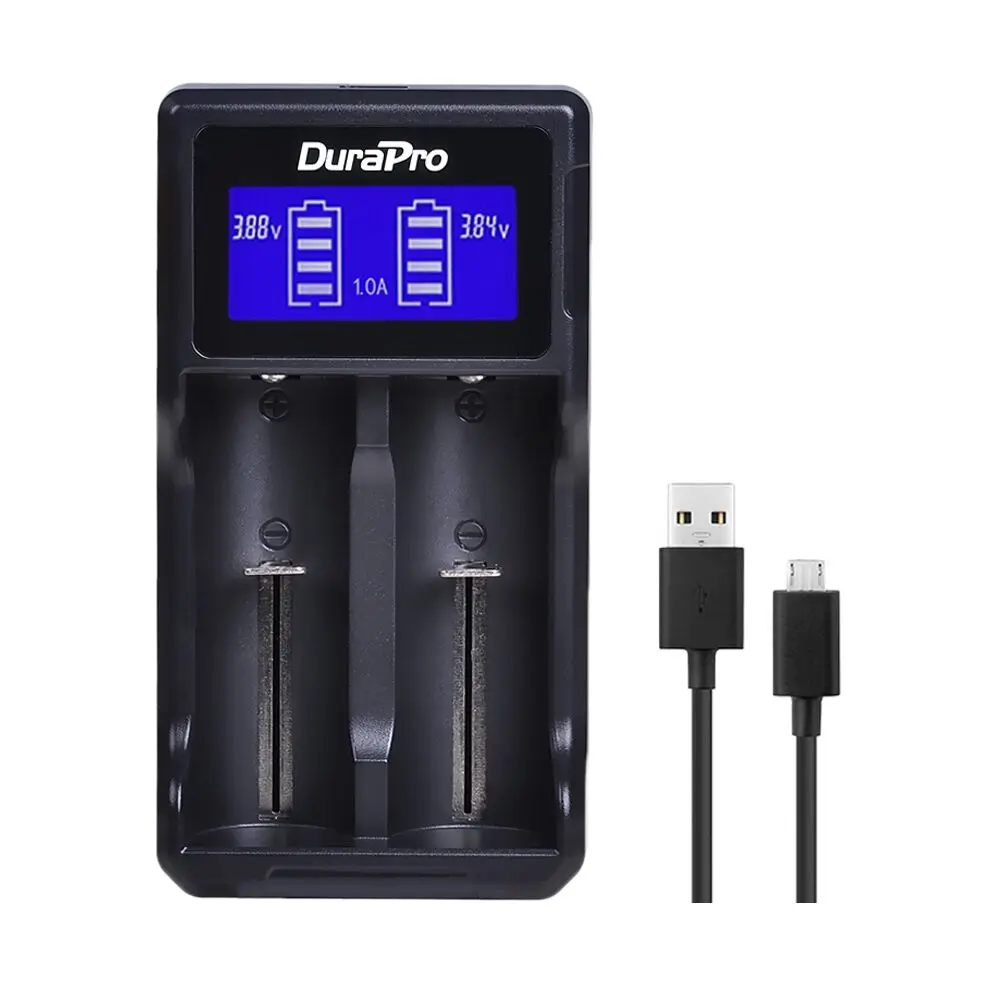 Зарядное устройство Durapro с двумя USB-портами и ЖК-дисплеем для 26650 22650 18650 18490 18350 17670