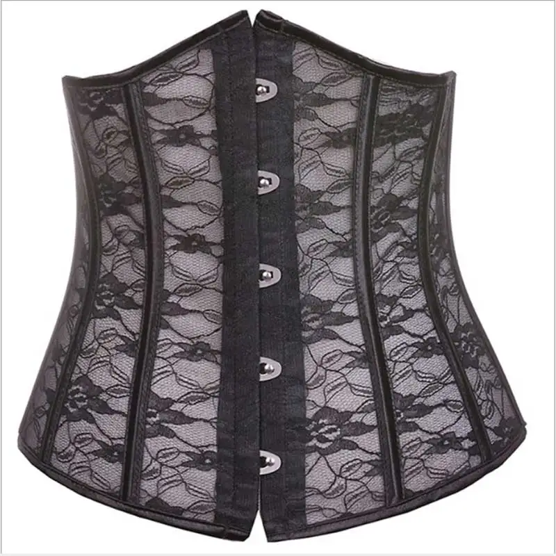 

Lace Floral Waist Trainer Corset Shaper Underbust Bustier Steel Boned Slimming Cincher Girdle Outfit Gothic Gorset Transperant