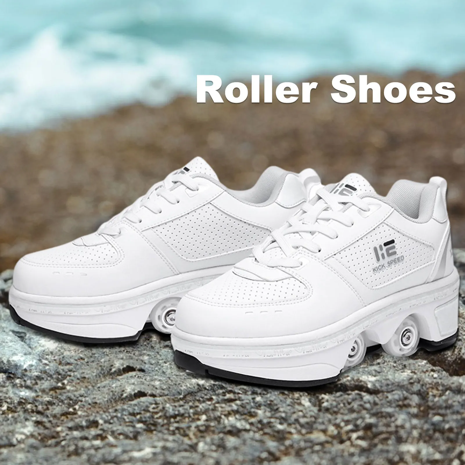

Outdoor Deformation Skating Shoes Thick Bottom PU Wheel Breathable Invisible Pulley Roller Shoes For Party Adults Children