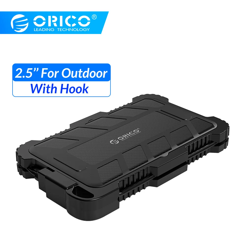 ORICO 2,5 дюймов USB3.0 HDD чехол с крючком водонепроницаемый ударопрочный Пылезащитный для наружного жесткого диска коробка для 2,5 дюймовый HDD SSD