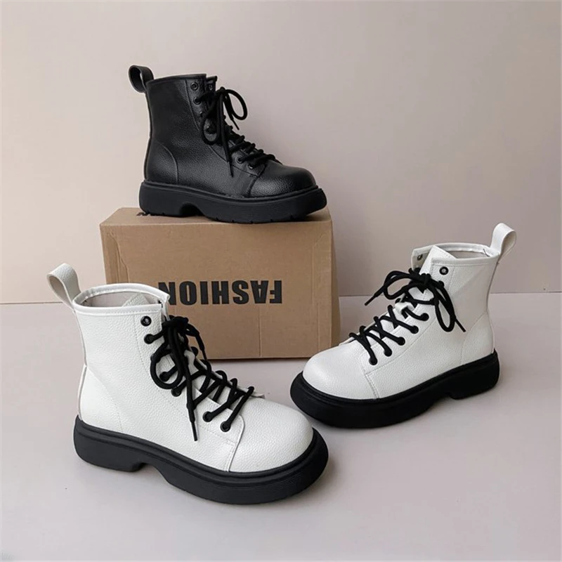 

2021 Women Martin Boots Women's Boot Platform Shoes Punk Gothic Autumn Winter Shoe Female Botas Low Heel Lace Up Footwear ladies