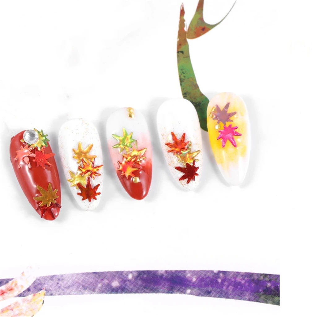

12 Colors Nail Art Glitters Maple Leaf Manicure Sequins Flakes Paillette Set