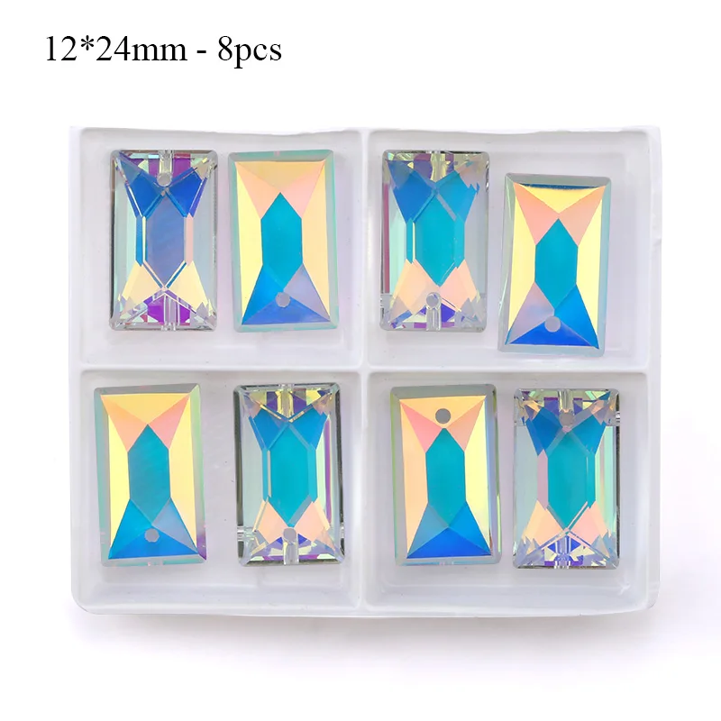 12x24mm - 8pcs QIAO высокое качество несколько форм кристалл AB одежда бусины разноцветные ювелирные изделия стеклянные модные подвески, DIY аксессуары - Цвет: 12x24mm - 8pcs