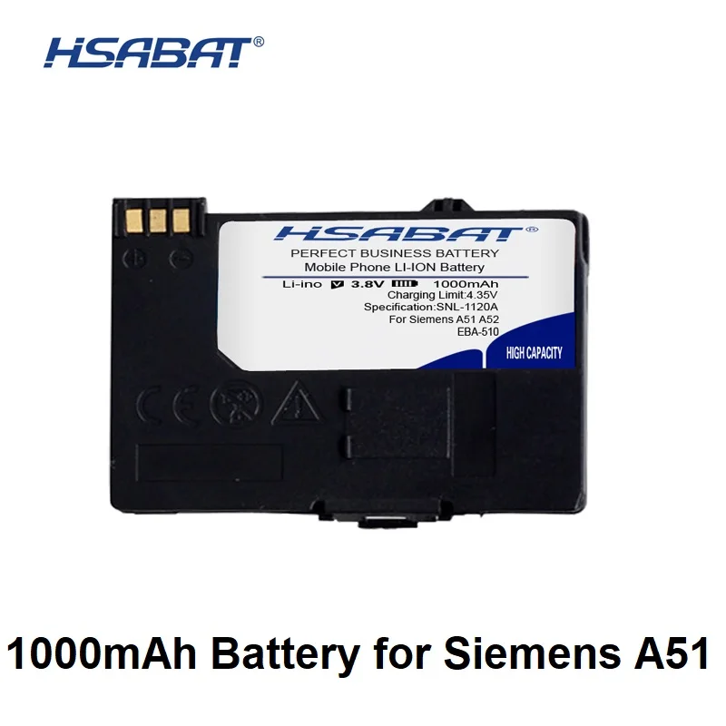Аккумулятор HSABAT EBA 510 1000 мАч для Siemens A51 A52 A55 A56 A57 A60 A62 A65 A75 C55 C56 C60 C61 C70 C71 A70