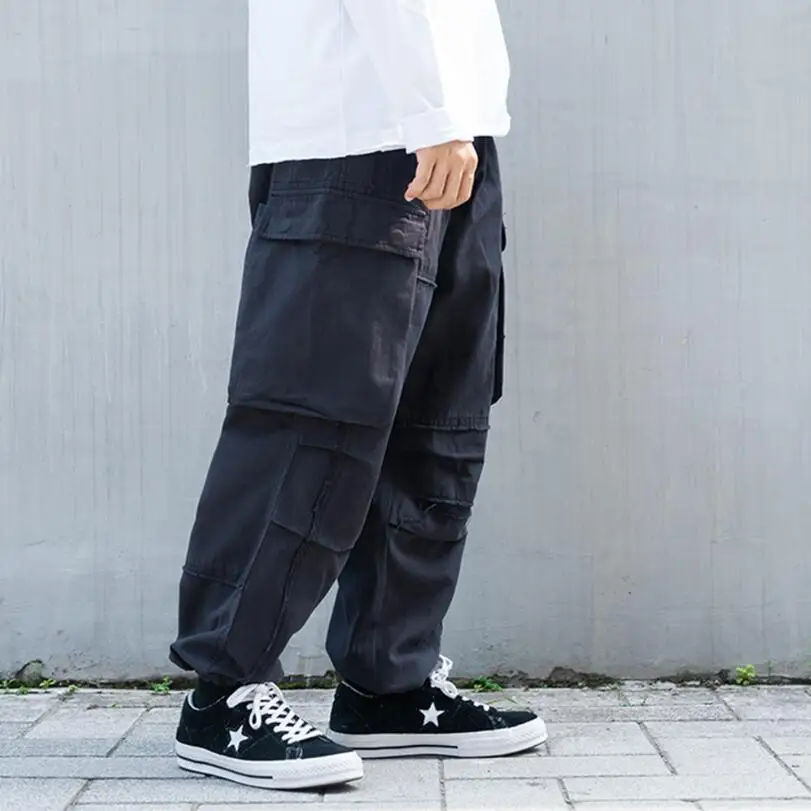 Men Sweatpants Hip Hop Multi-pocket cargo pants Mens Trousers Casual Joggers Loose Male Straight pants 2021 w1774