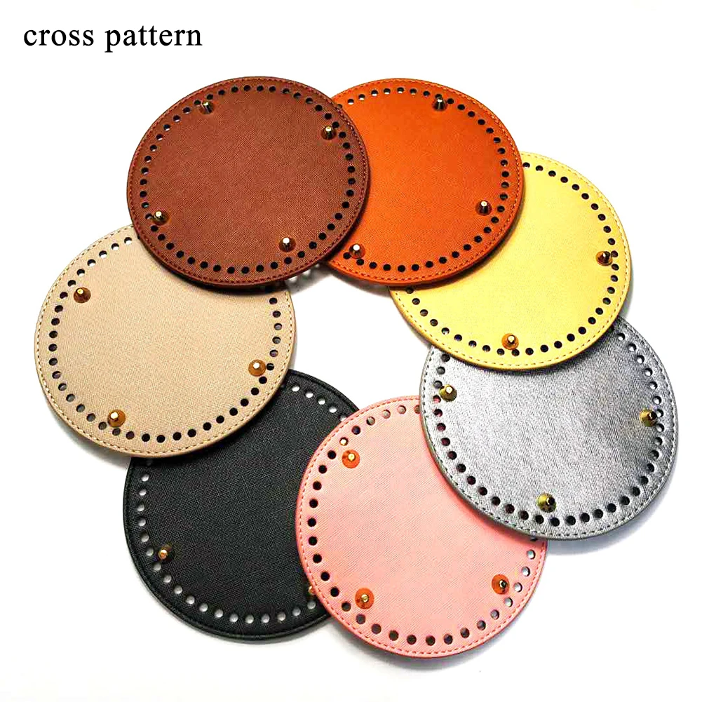 Кожаное дно с отверстиями заклепки для вязания сумки 15*15 см 48 отверстий женская