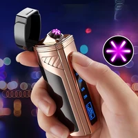 rechargeable lighter usb rechargeable cigarette lighter six arc cigar cutter power digital display smoking accesoires briquet