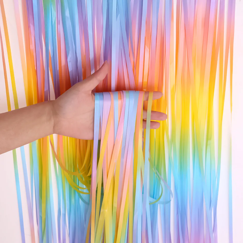

Macaron Color Fringe Backdrop Rainbow Tassel Tinsel Curtain Background Decoration for Wedding Birthday Party Decor Baby Shower