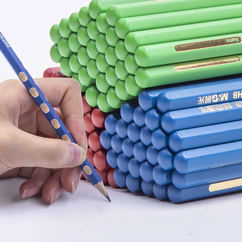 

M & G Easy Start рифленая деревянная карандаши для начальной школы, нетоксичные, треугольные/шестиугольные 2B/HB Klds, правильный захват для практики ...