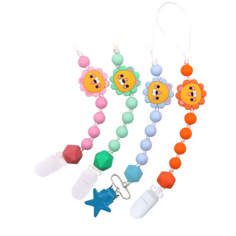

Cute Lion Silicone Beads Pacifier Chain Dummy Holder for Infant Baby Shower Gift