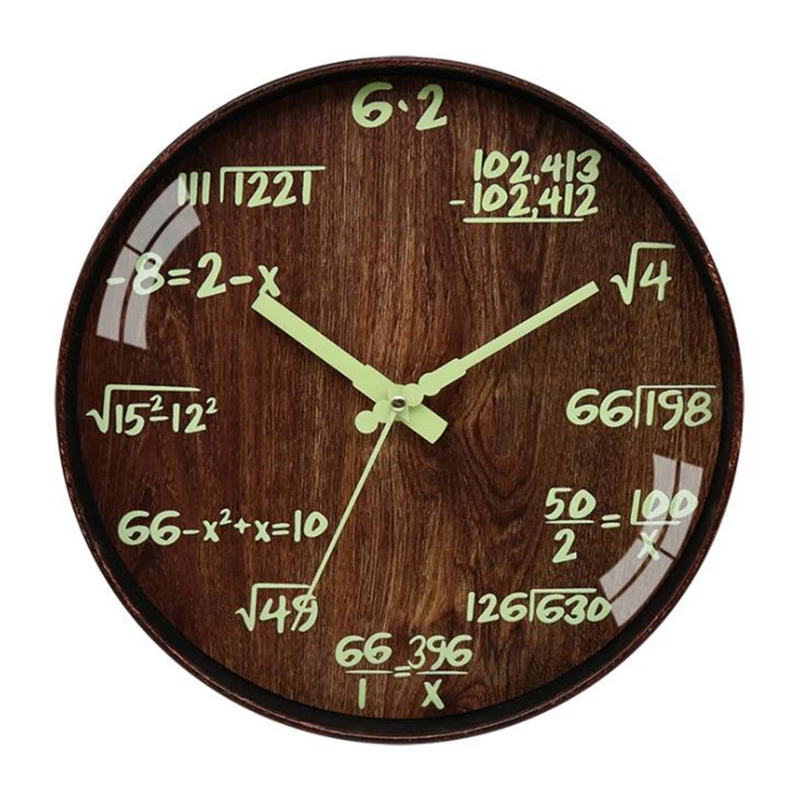 Math Wall Clocks Night Light Silent Clock For Mathematics Teacher Gift Decorative School Home | Дом и сад