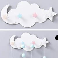 1pcs cute cloud star wall mounted hooks diy plastic clothes hooks shelf hanging hanger adhesive hooks home racks wall decoration