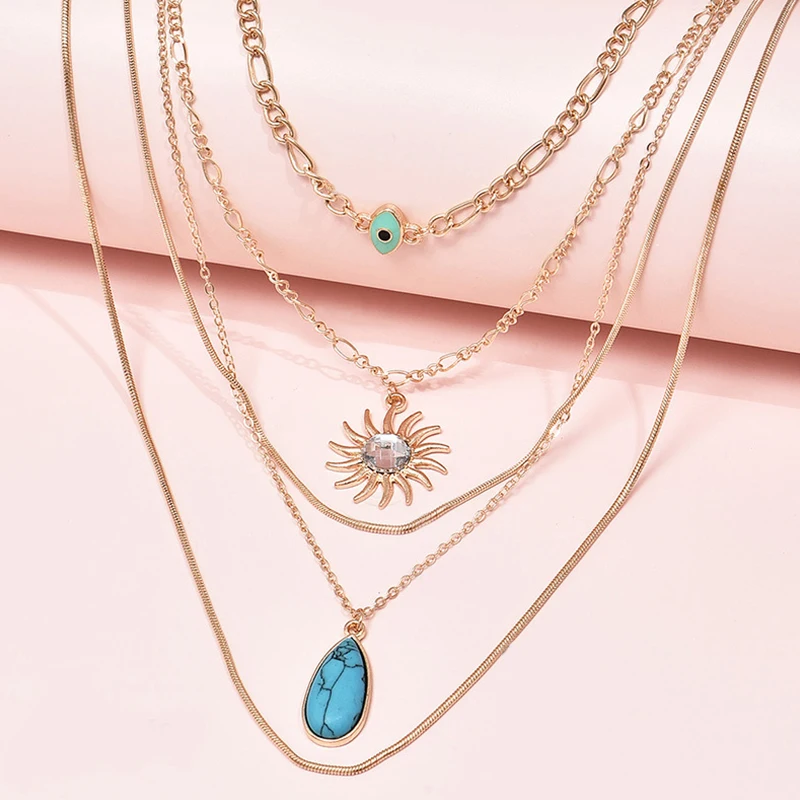 5 шт./компл. ожерелья в стиле &quotРетро&quot для женщин богемном из натурального камня