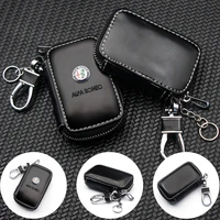 genuine leather car key bag cover case keychain wallet protector holder for alfa romeo 159 147 156 166 giulietta giulia mito