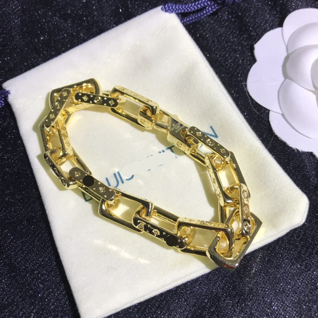 

Fashion Brass Chain Bracelet For Men Women Hip Hop Clasp Bracelet Designer Jewelry Big Brand Bracelet