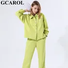 GCAROL Новая женская Вельветовая куртка с отложным воротником, однобортное пальто с 2 карманами, пальто большого размера на весну, осень, зиму