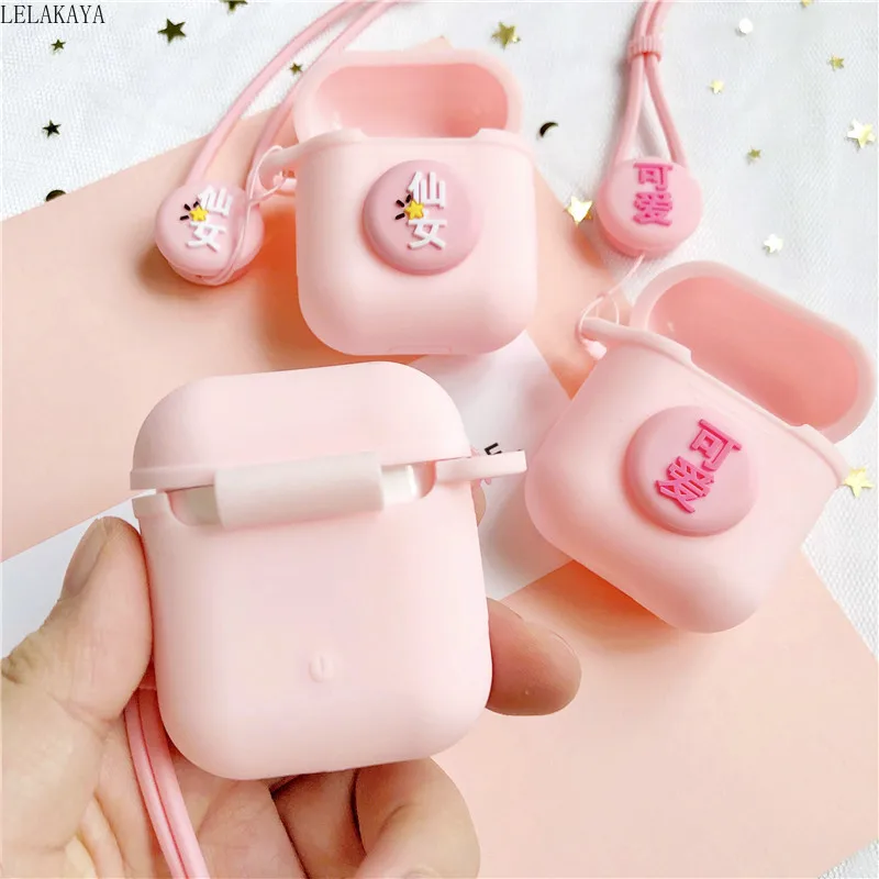 Чехол для беспроводных Bluetooth наушников Apple Airpods с ремешком и кольцом на
