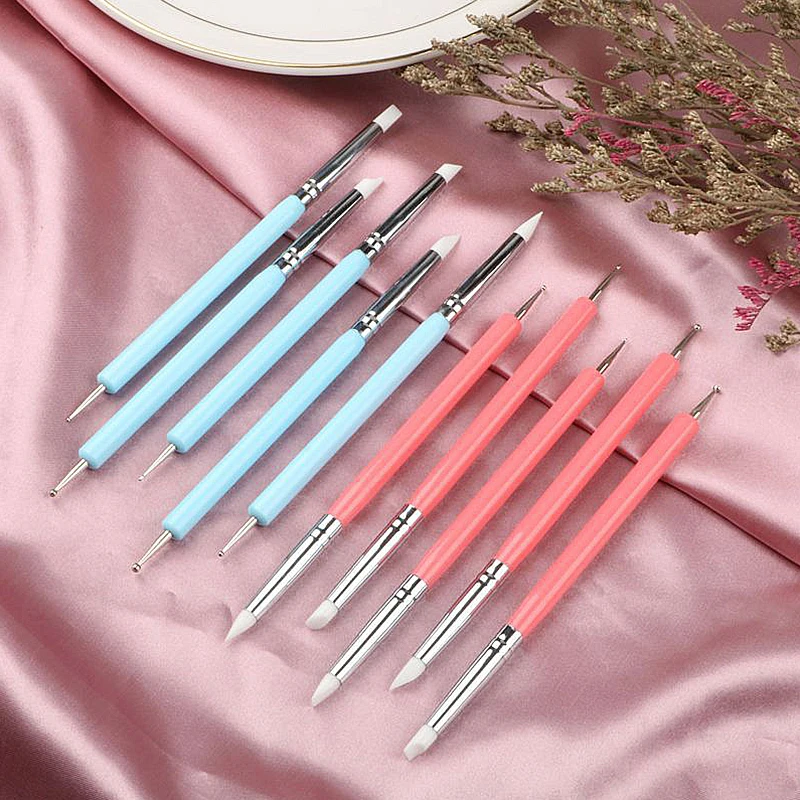 

5pcs/set Double-ended Dotting Tools Set Nail Art Embossing Tools Pottery Craft Art Silicone Brushes Pottery Clay Tool