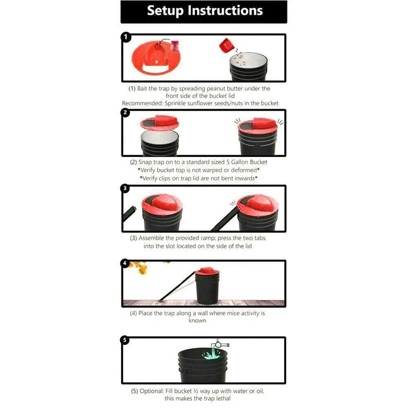 

Flip N Slide Bucket Lid Mouse Trap Automatic Mouse Trap 5 Gal Buckets Compatible
