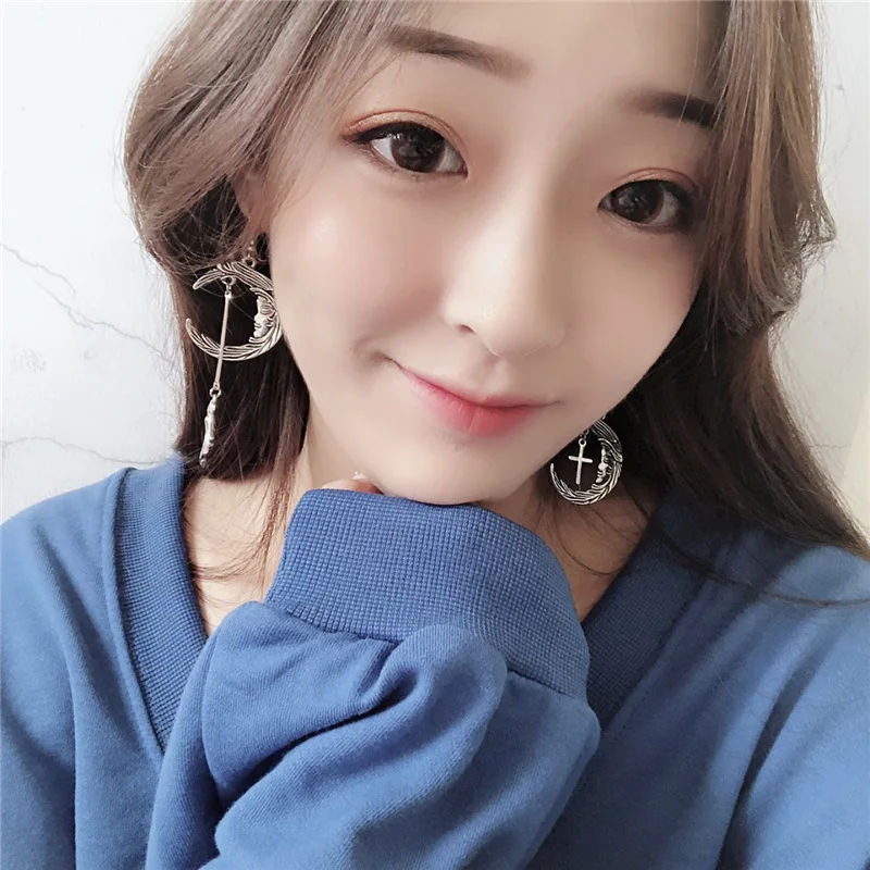 Новинка 2019 корейские серьги в стиле панк массивные Асимметричные висячие виде