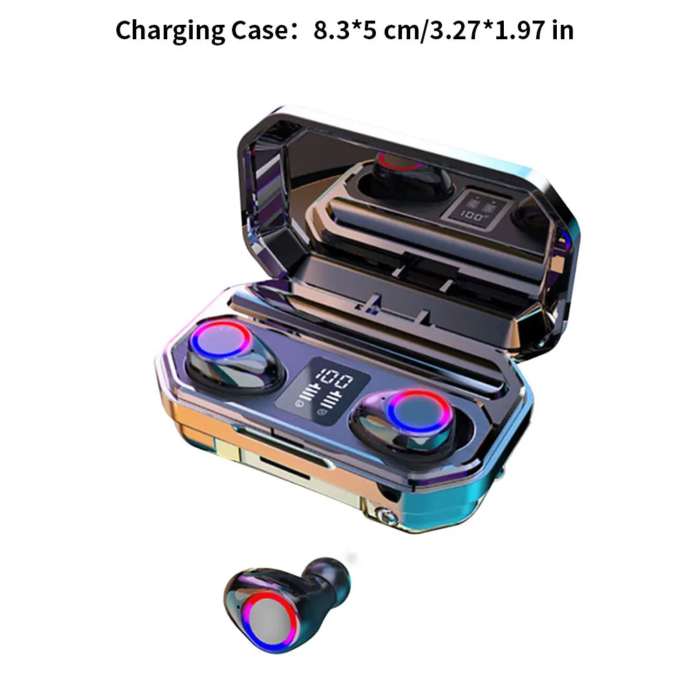 

Hot Bluetooth Earphone Wireless Headphone Waterproof Touch Control LED Display Noise-Canceling Earbuds 9D Stereo HIFI For Phone