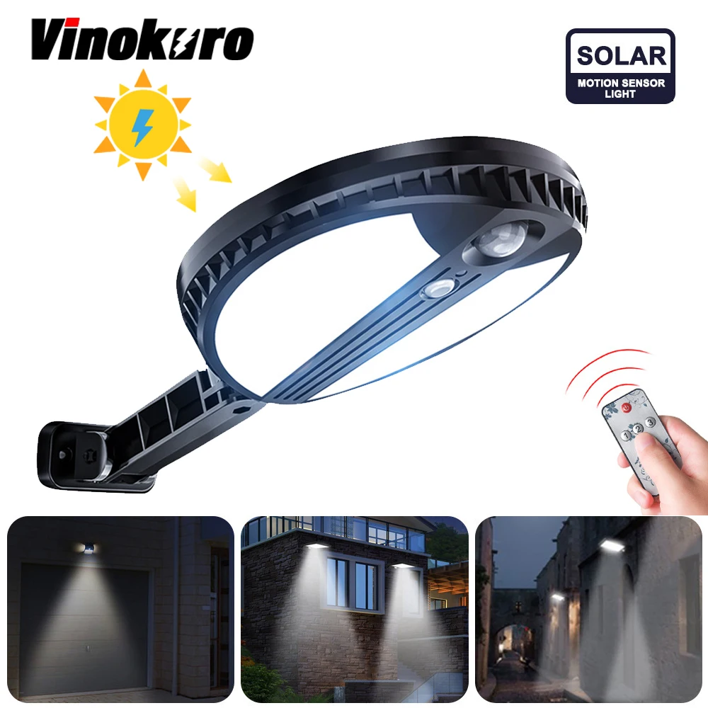 

Светодиодный светильник на солнечной батарее, Мощный настенный светильник с пассивным ИК датчиком движения, водонепроницаемый уличный сад...