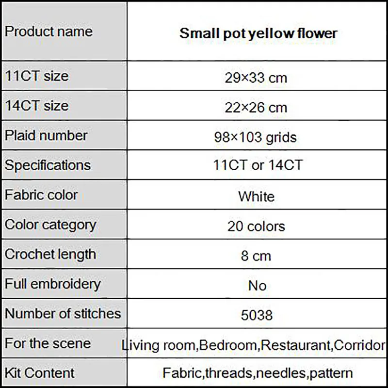 Joy Sunday маленький горшок желтый цветок Счетный крест DMC экологический вышивка